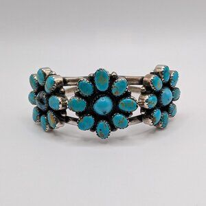Sterling Silver and Turquoise Cluster Cuff